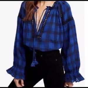 Free People Honey Grove Plaid Top